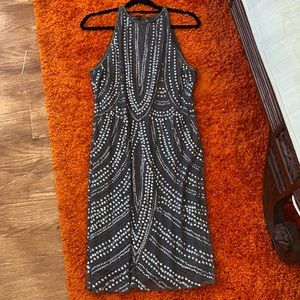 Pizarro nights grey beaded dress high neck size 14